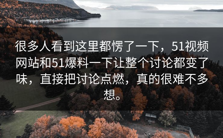 很多人看到这里都愣了一下，51视频网站和51爆料一下让整个讨论都变了味，直接把讨论点燃，真的很难不多想。