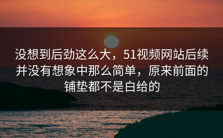 没想到后劲这么大，51视频网站后续并没有想象中那么简单，原来前面的铺垫都不是白给的