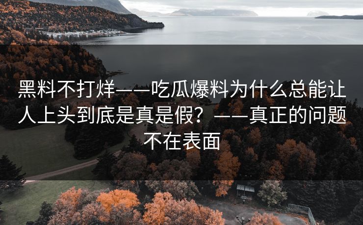 黑料不打烊——吃瓜爆料为什么总能让人上头到底是真是假？——真正的问题不在表面