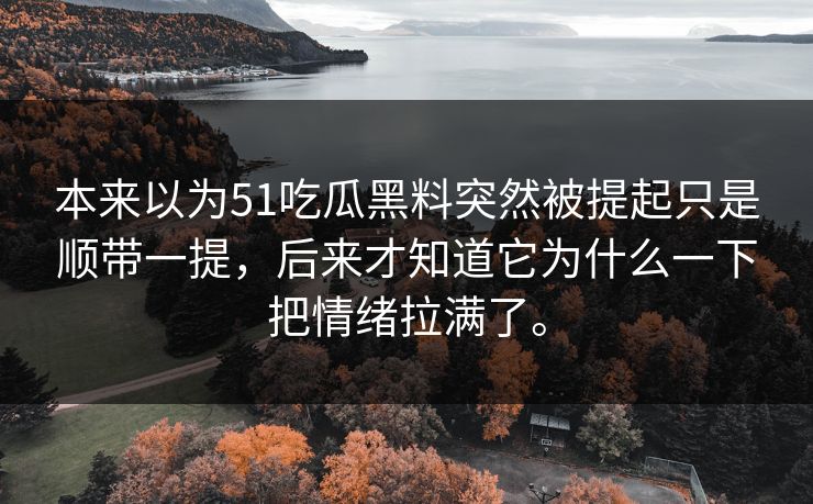 本来以为51吃瓜黑料突然被提起只是顺带一提，后来才知道它为什么一下把情绪拉满了。