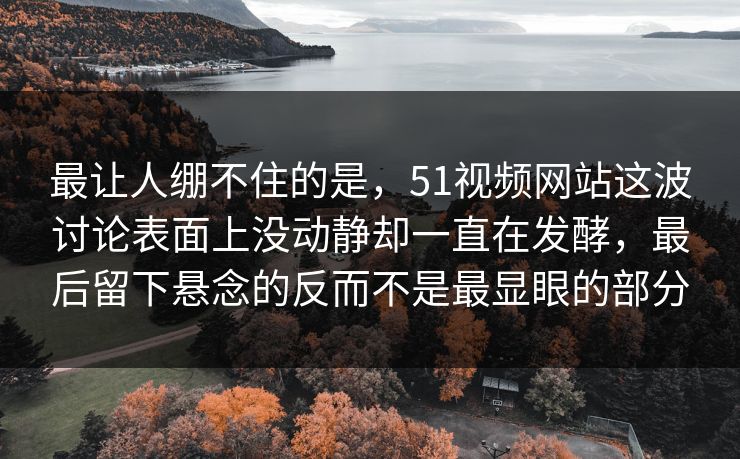 最让人绷不住的是，51视频网站这波讨论表面上没动静却一直在发酵，最后留下悬念的反而不是最显眼的部分