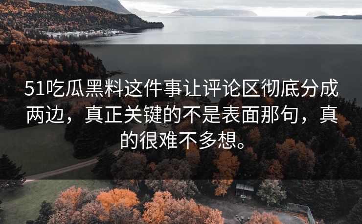 51吃瓜黑料这件事让评论区彻底分成两边，真正关键的不是表面那句，真的很难不多想。