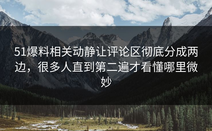 51爆料相关动静让评论区彻底分成两边,很多人直到第二遍才看懂哪里微妙